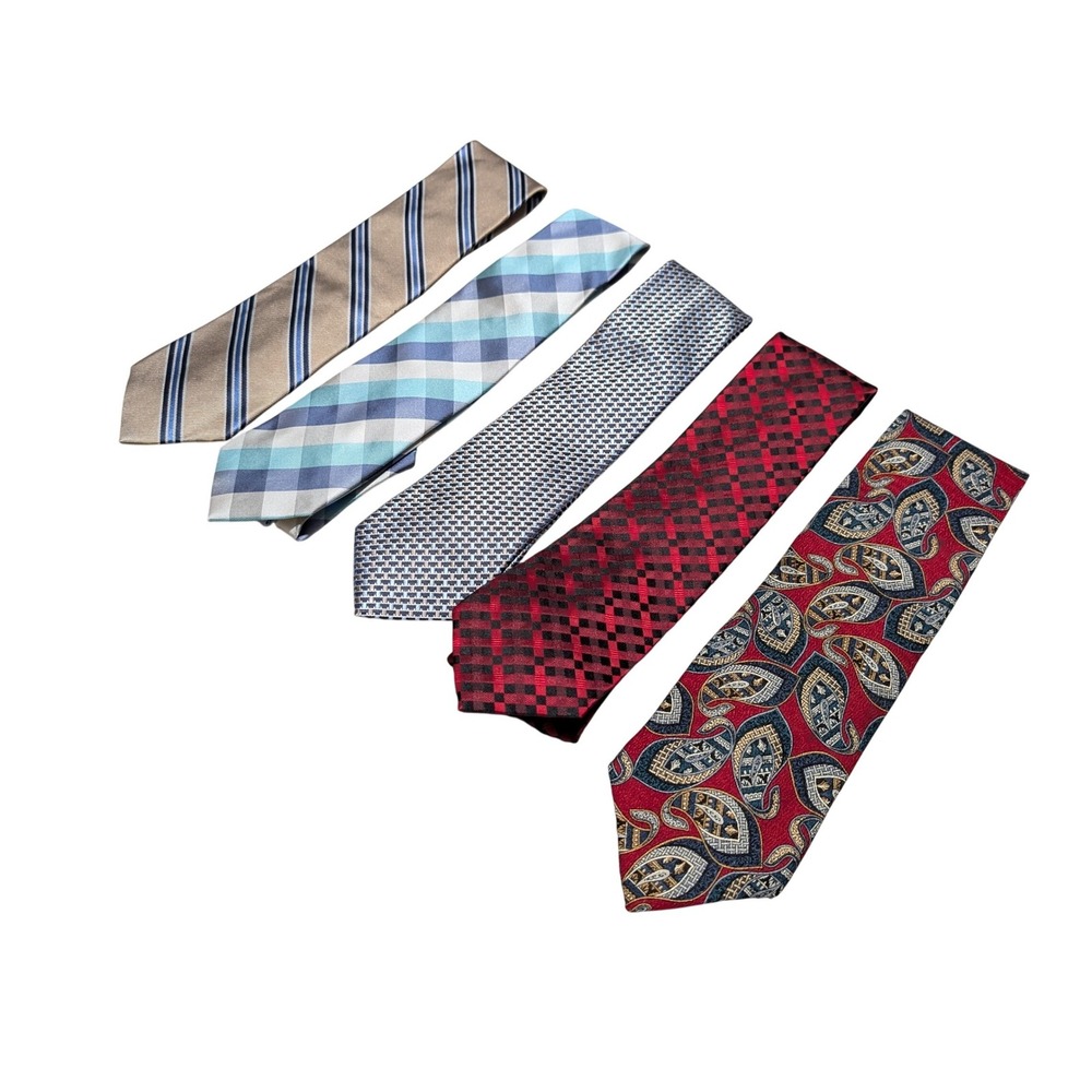 Croft & Barrow Neckties Lot of 5 Mens OS Multicolored Paisley‎ Striped Silk